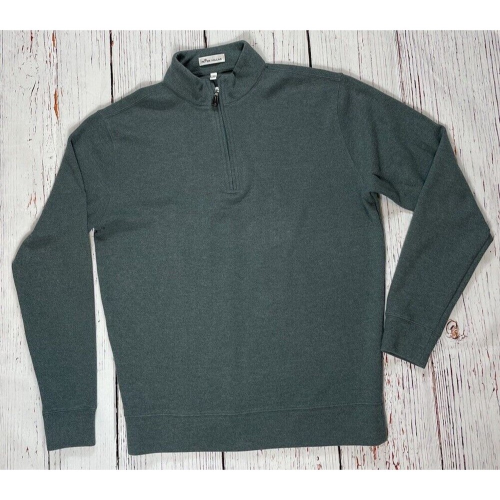 Peter Millar Men's Quarter-Zip Sweater Jacket in Slate Green